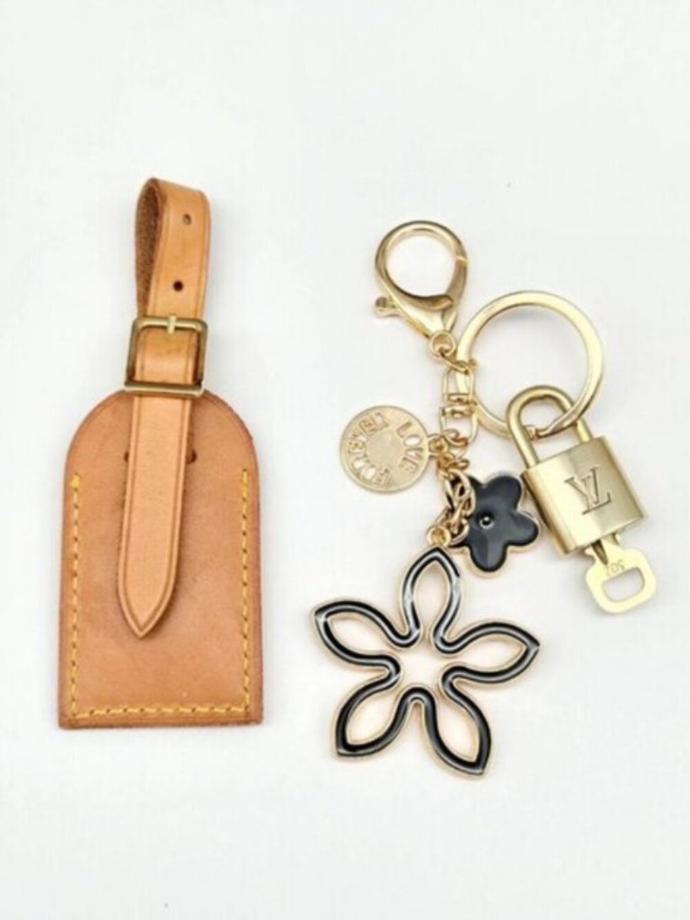 Authentic Louis Vuitton Luggage Nametag and Gold Padlock with Unbranded Keycharm - Picture 11 of 13